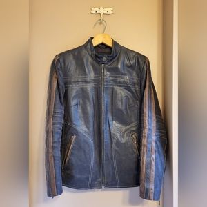 Cruze. Leather moto jacket. Chocolate & caramel brown. Wm M. EUC